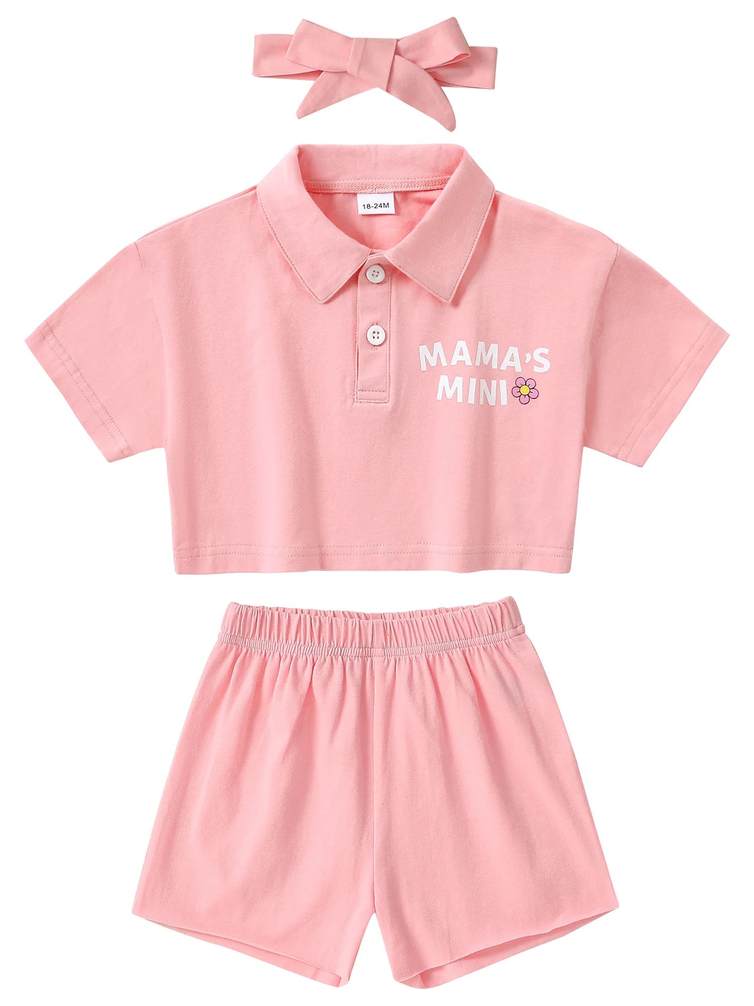CARETOO Toddler Girl Clothes Outfits 12M-5T Summer Casual POLO Shirt Shorts Headband Cotton Fabri... | Walmart (US)