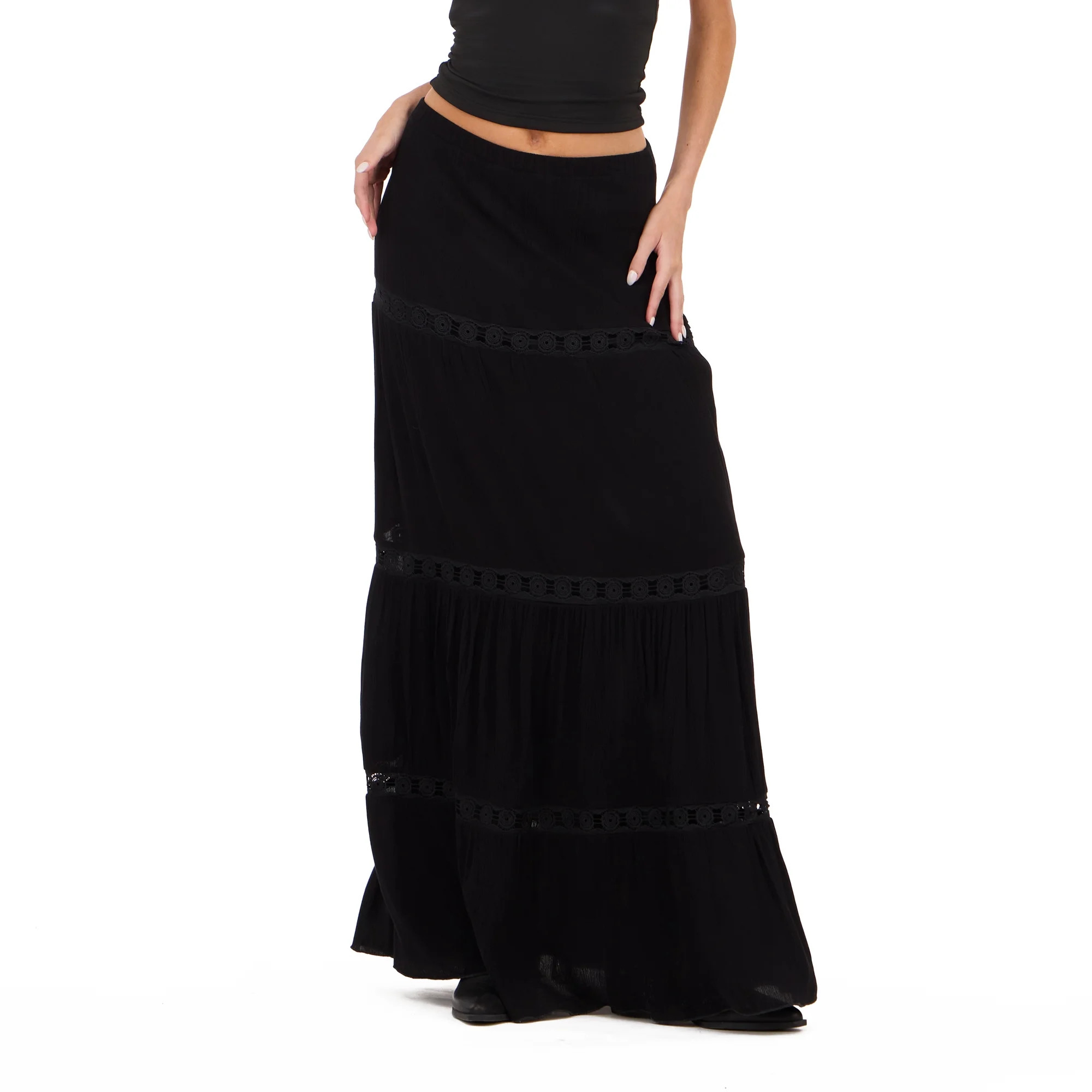 Forever 21 Women's Tiered Lace Maxi Skirt, Sizes XS-XL | Walmart (US)