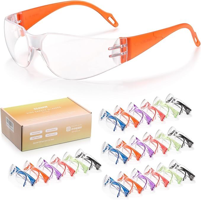24 Pack Kids Safety Glasses in 6 Colors, UV Protection Eyewear for Children, Impact & Ballistic R... | Amazon (US)