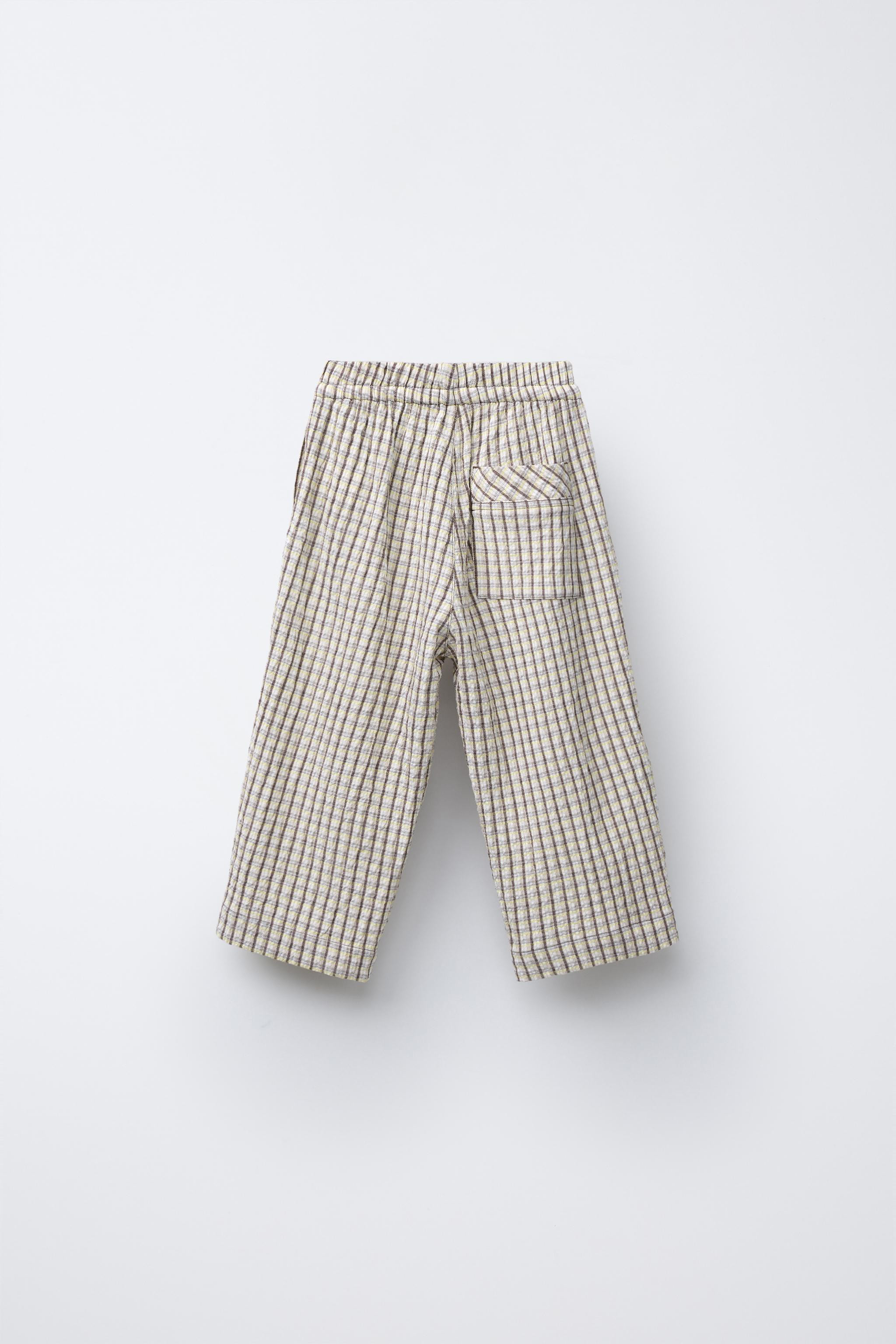 STRAIGHT TEXTURED PLAID PANTS | Zara US