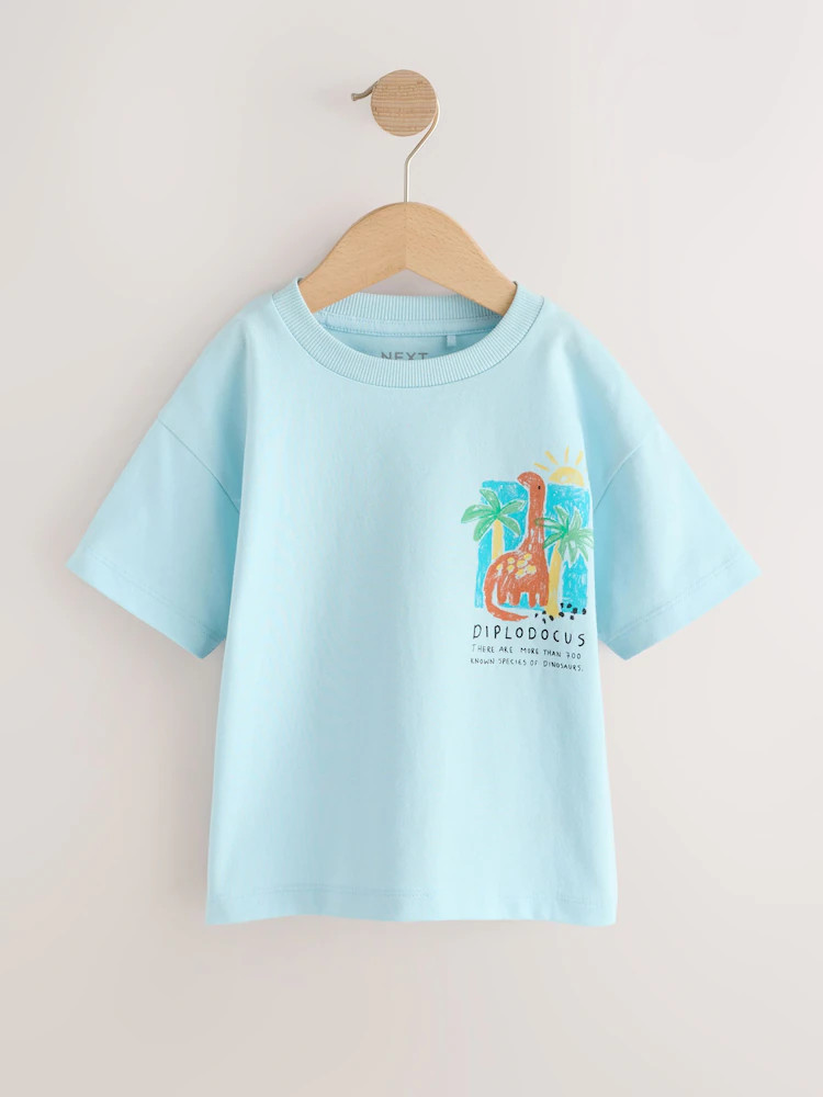 Blue Dinosaur Short Sleeve Back Print T-Shirt (3mths-7yrs) | Next US