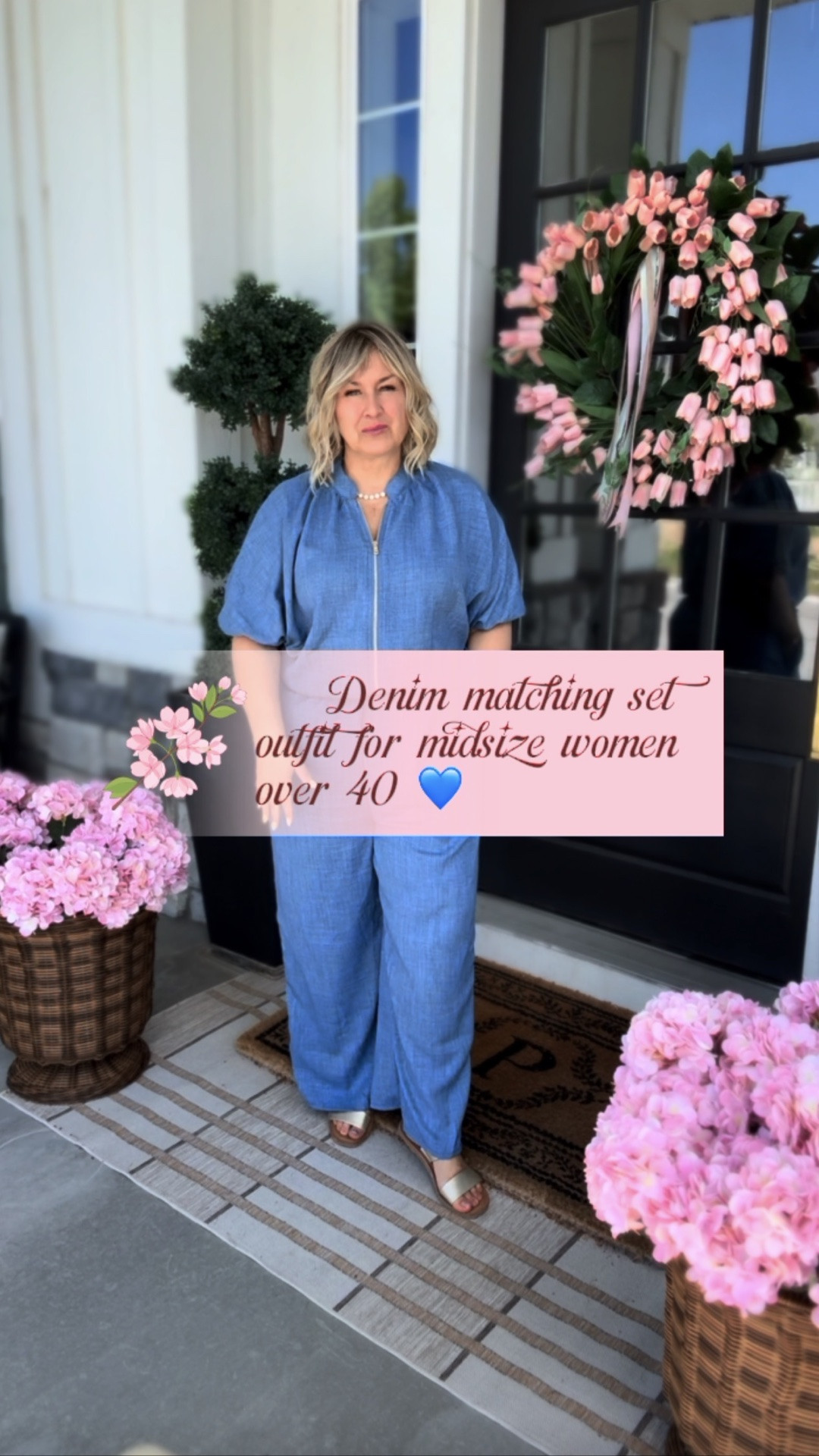 🌸Comment SHOP for links 
🌸I may receive a small commission if you shop through my links (at no extra cost to you)
🌸Follow for more midsize over 45 ootd 
-
Soft denim sets are having a moment and this one feels like the perfect mix of comfy and put together 💙 Lightweight, flattering, easy to wear, and perfect for midsize women over 40 who want effortless style without sacrificing comfort. I paired it with neutral sandals for an easy everyday look you can wear from errands to dinner nights.
