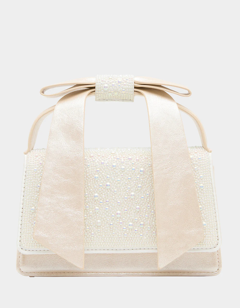 BOW FLAP MINI BAG IVORY Pearl Embellished Women's Crossbody Handbag | Betsey Johnson