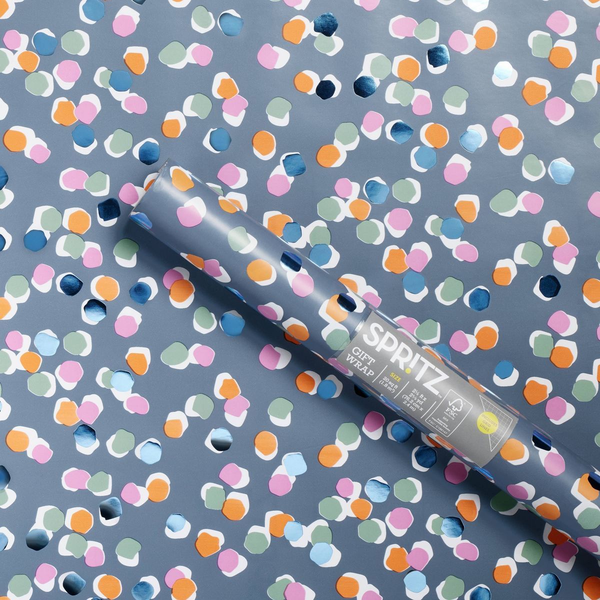 Dots with Blue Foil on Navy Roll Wrap - Spritz™ | Target
