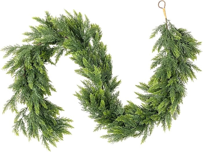 6FT Cedar Garland for Christmas Decoration-Realistic Faux Green Garlands for Mantle-Lush Artifici... | Amazon (US)
