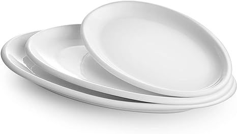 DOWAN Large Serving Platters, 16"/14"/12" Oval Serving Platter, White Serving Plates Oven Safe, C... | Amazon (US)