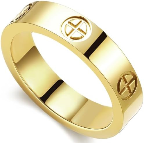 PDWZNBA Love Friendship Ring 18K Gold-Plated Stainless Steel Promise Ring Wedding Band Jewelry Bi... | Amazon (US)