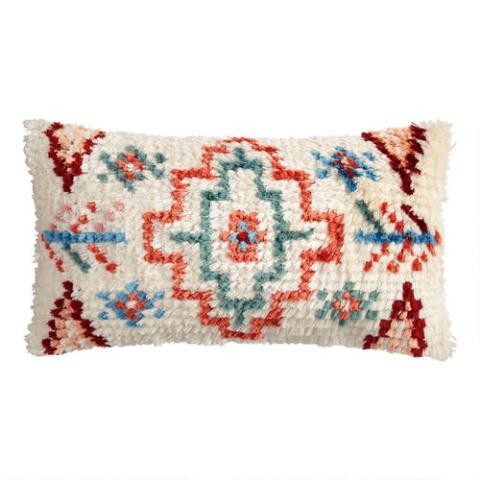 Multicolor Moroccan Shag Indoor Outdoor Lumbar Pillow | World Market