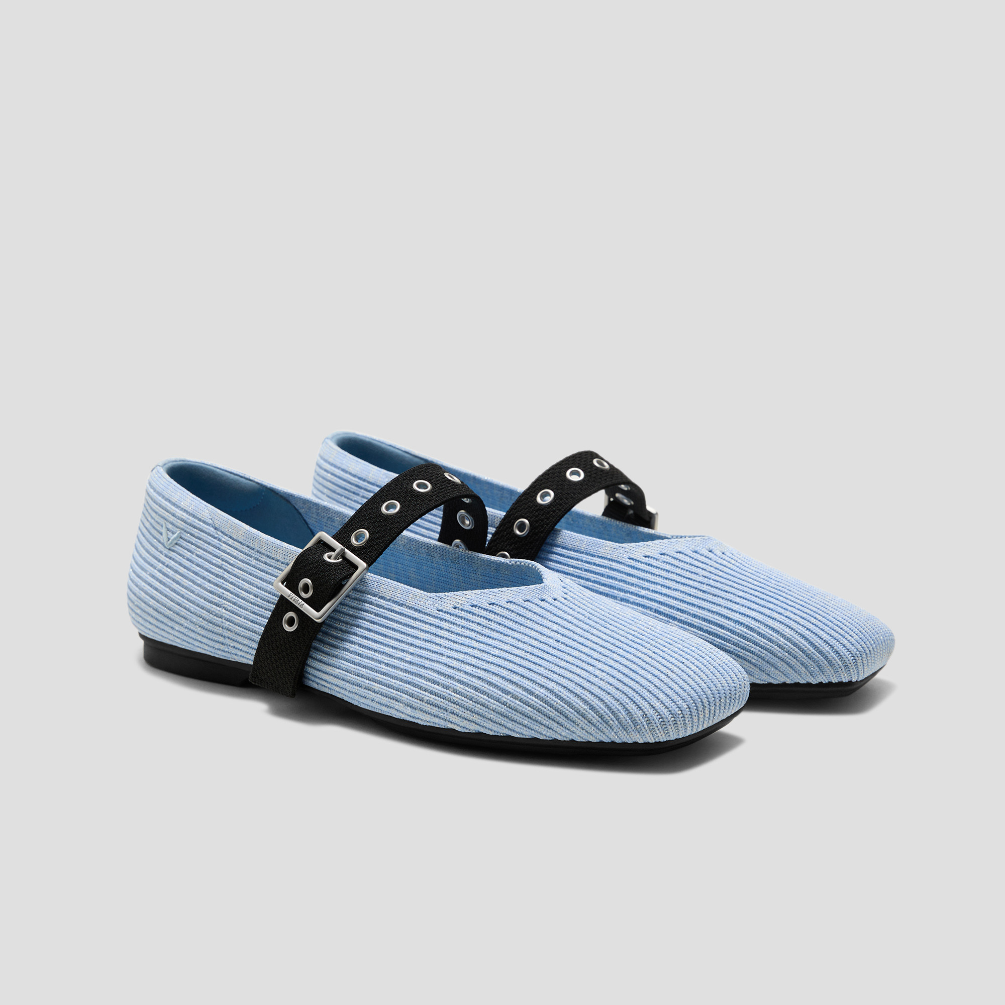 VIVAIA Square-Toe Margot Mary Jane 3.0 (Myriel)|BABY BLUE METALLIC/BLACK|5.5-6 | VIVAIA