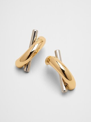 Mixed Metal Bar Earrings | Banana Republic Factory