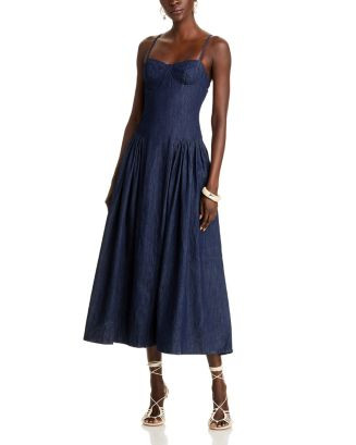 AQUA Denim Bustier Midi Dress - Exclusive   | Bloomingdale's Women | Bloomingdale's (US)
