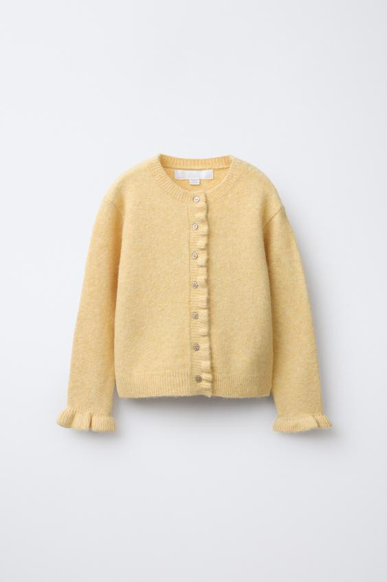 RUFFLED WOOL BLEND CARDIGAN | Zara US