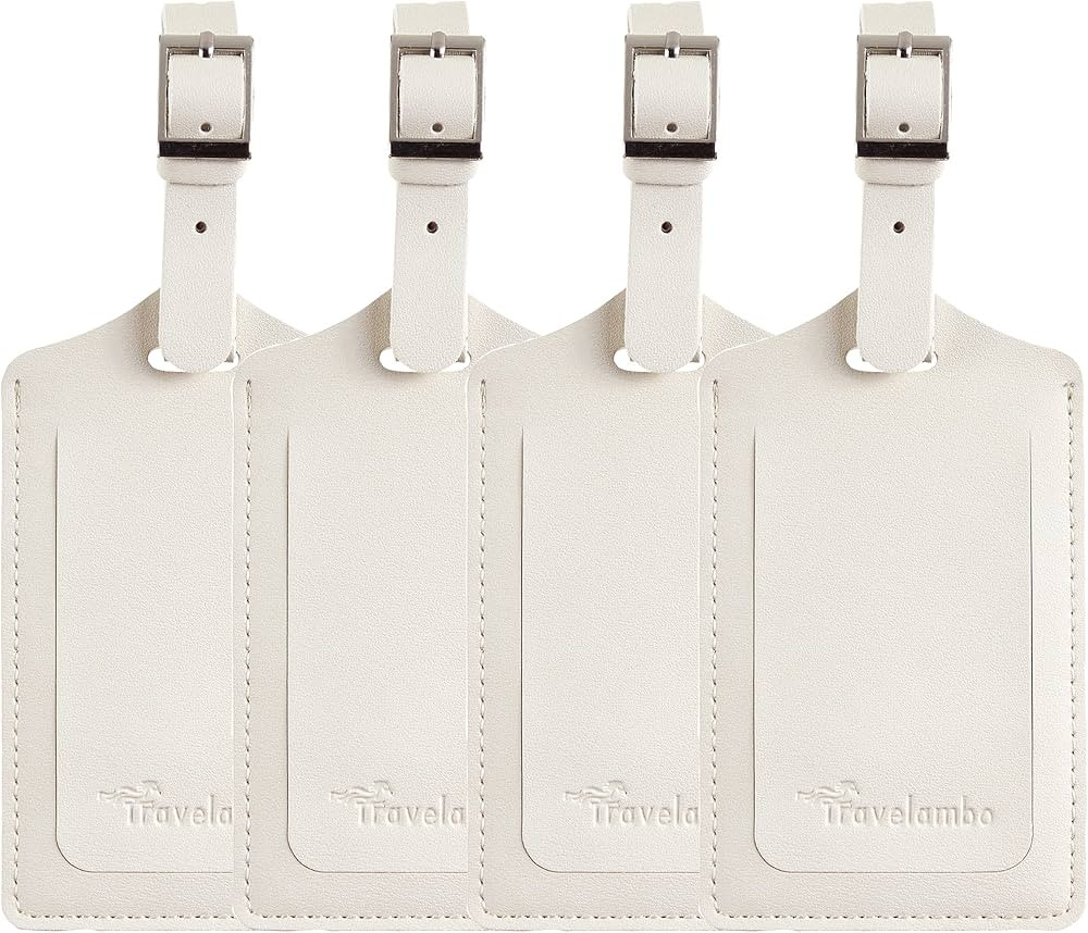 Travelambo 4 Pack Leather Luggage Tags for Suitcases Travel Tags | Amazon (US)