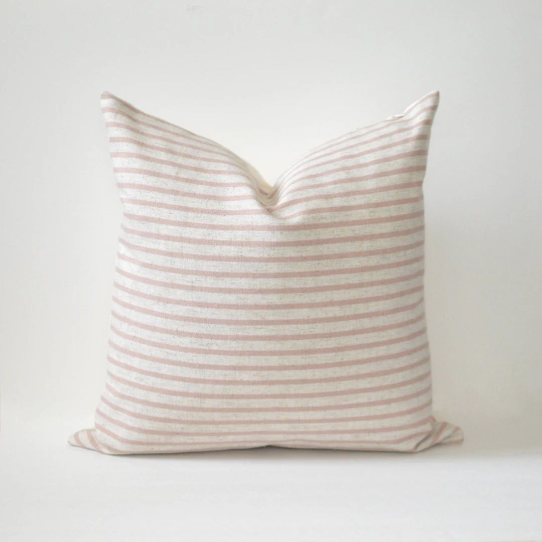 Blush Stripe Pillow Cover - Etsy | Etsy (US)