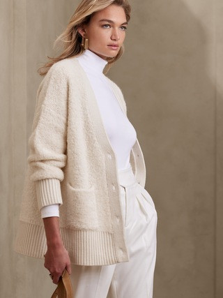 Oversized Safido Bouclé Cardigan | Banana Republic (US)