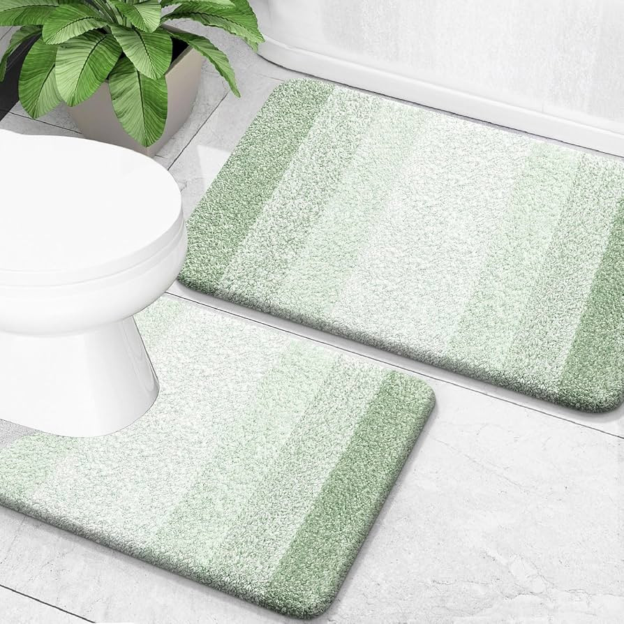 OLANLY Bathroom Rug Set 2 Piece, Soft Absorbent Microfiber Bath Mats and U-Shaped Contour Toilet ... | Amazon (US)