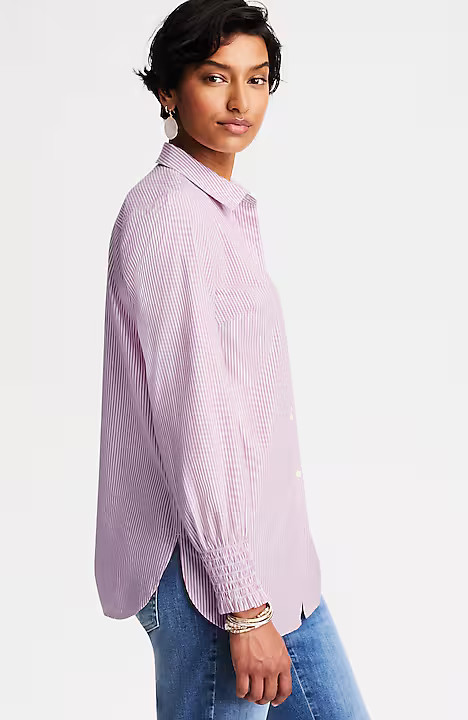 Smocked-Sleeves Poplin Tunic | J. Jill