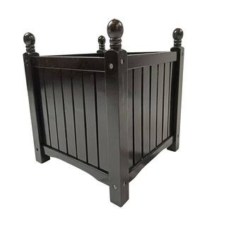 Tidoin 15.75 in. Square Black Wood Outdoor Floor Planter HJ-YDW4-256 - The Home Depot | The Home Depot