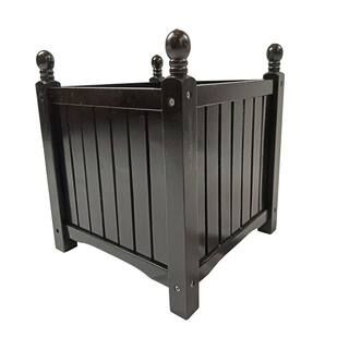 Tidoin 15.75 in. Square Black Wood Outdoor Floor Planter HJ-YDW4-256 - The Home Depot | The Home Depot