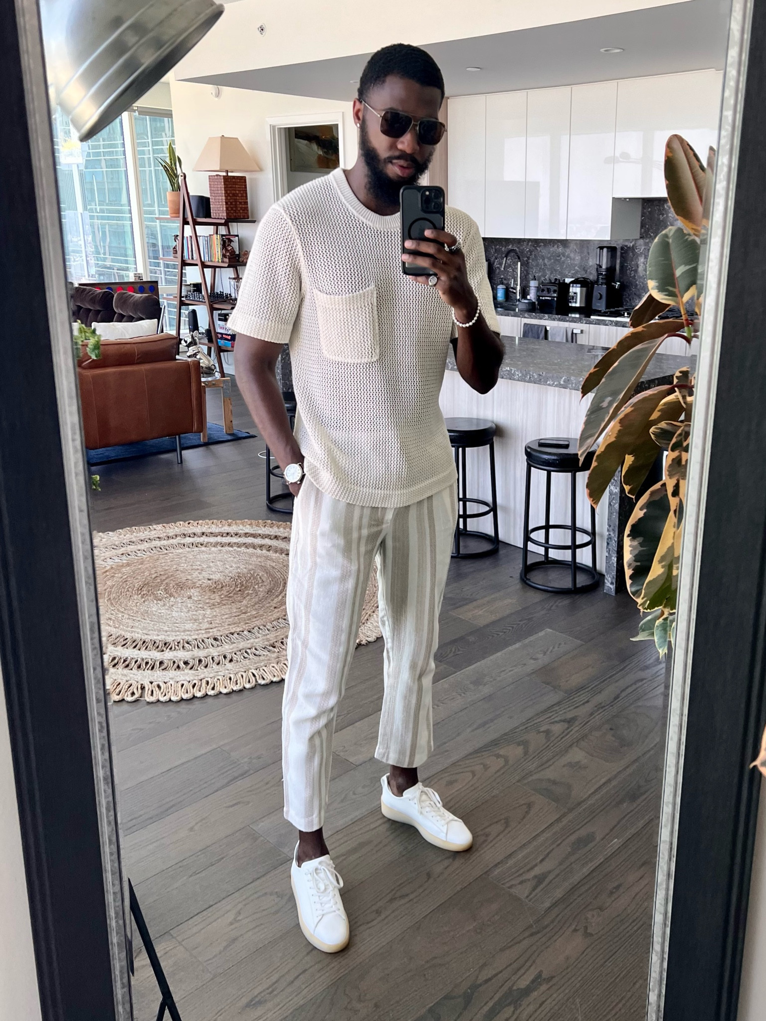 Breathable summer outfit with a crochet t-shirt and linen pants. All pieces linked below.

#LTKmens