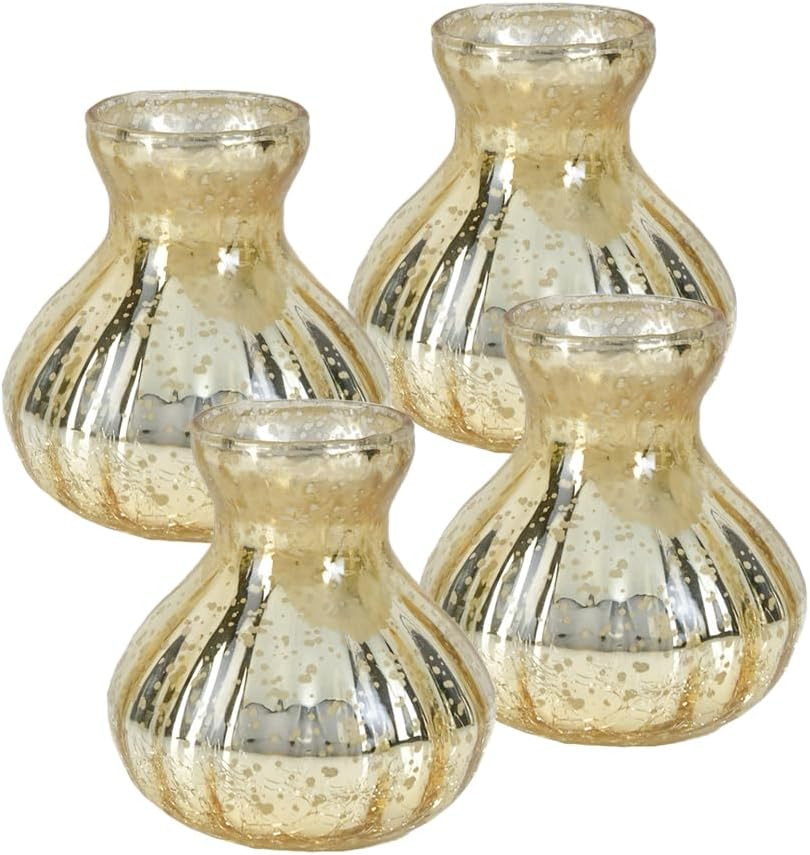 Serene Spaces Living Gold Crackle Bud Vase, Vintage Style Vase for Floral Arrangements at Wedding... | Amazon (US)