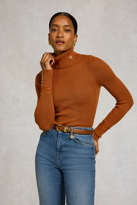 Painswick Roll Neck Knit (Terracotta) | Holland Cooper