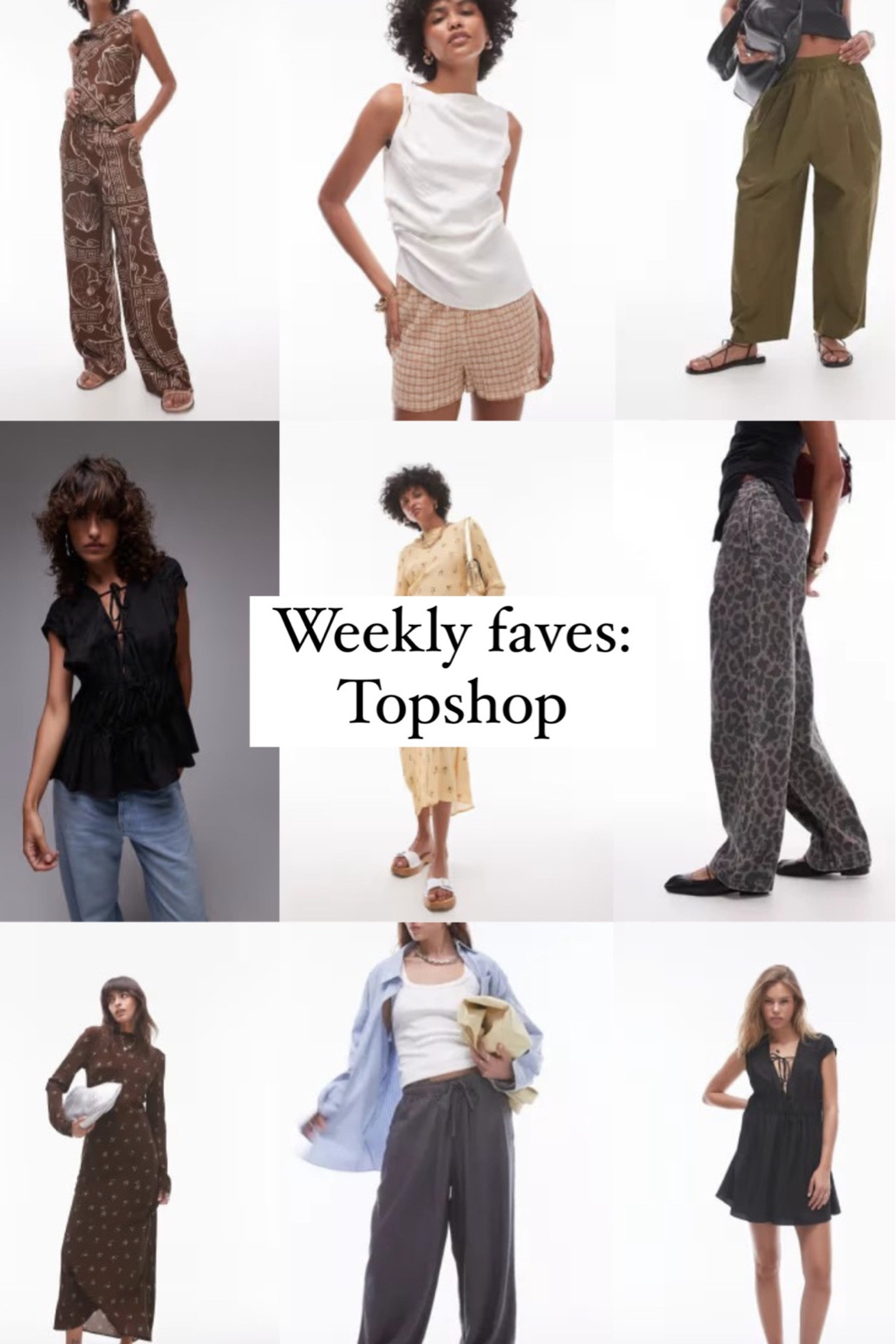 Weekly new in favourites for Topshop on asos. Tie front tops, wide leg trousers, floral dresses, co-ords and elevated basics 
