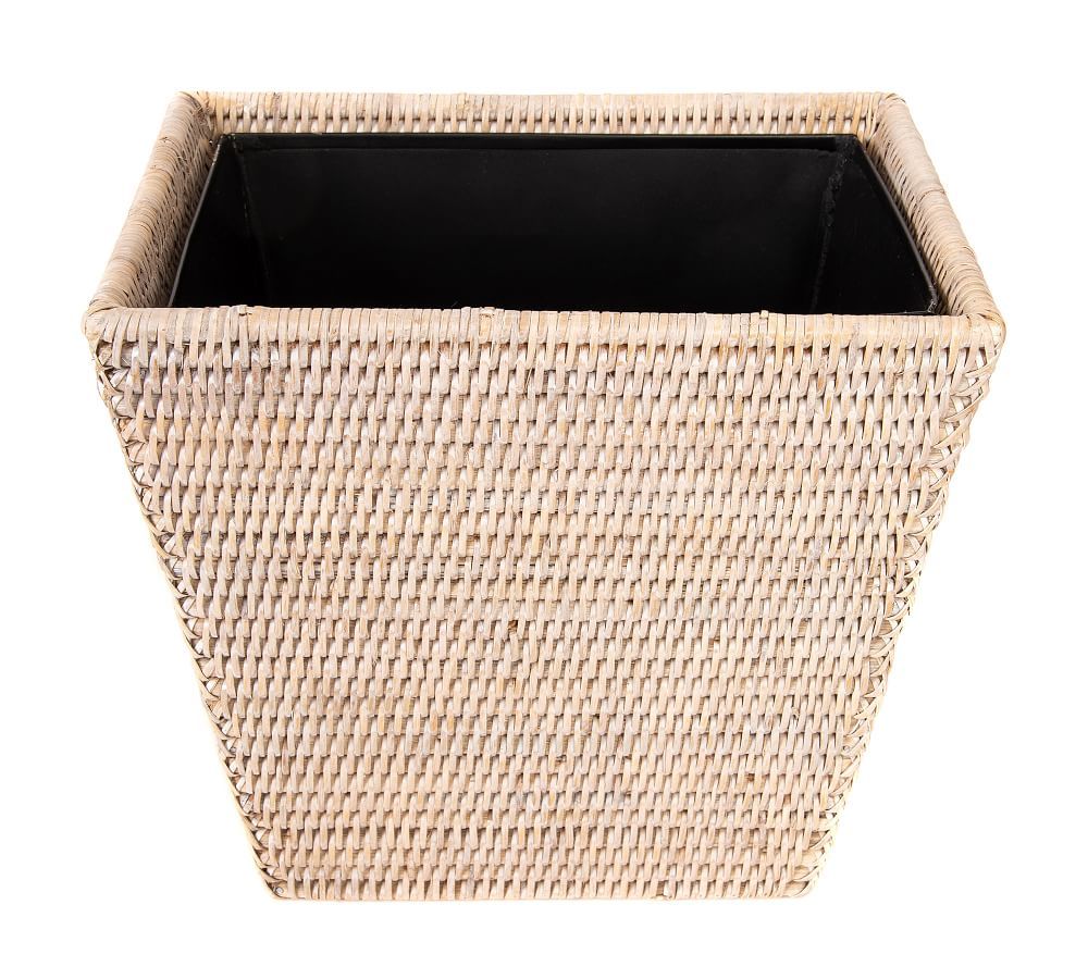 Tava Handwoven Rattan Tapered Waste Basket with Metal Insert | Pottery Barn (US)