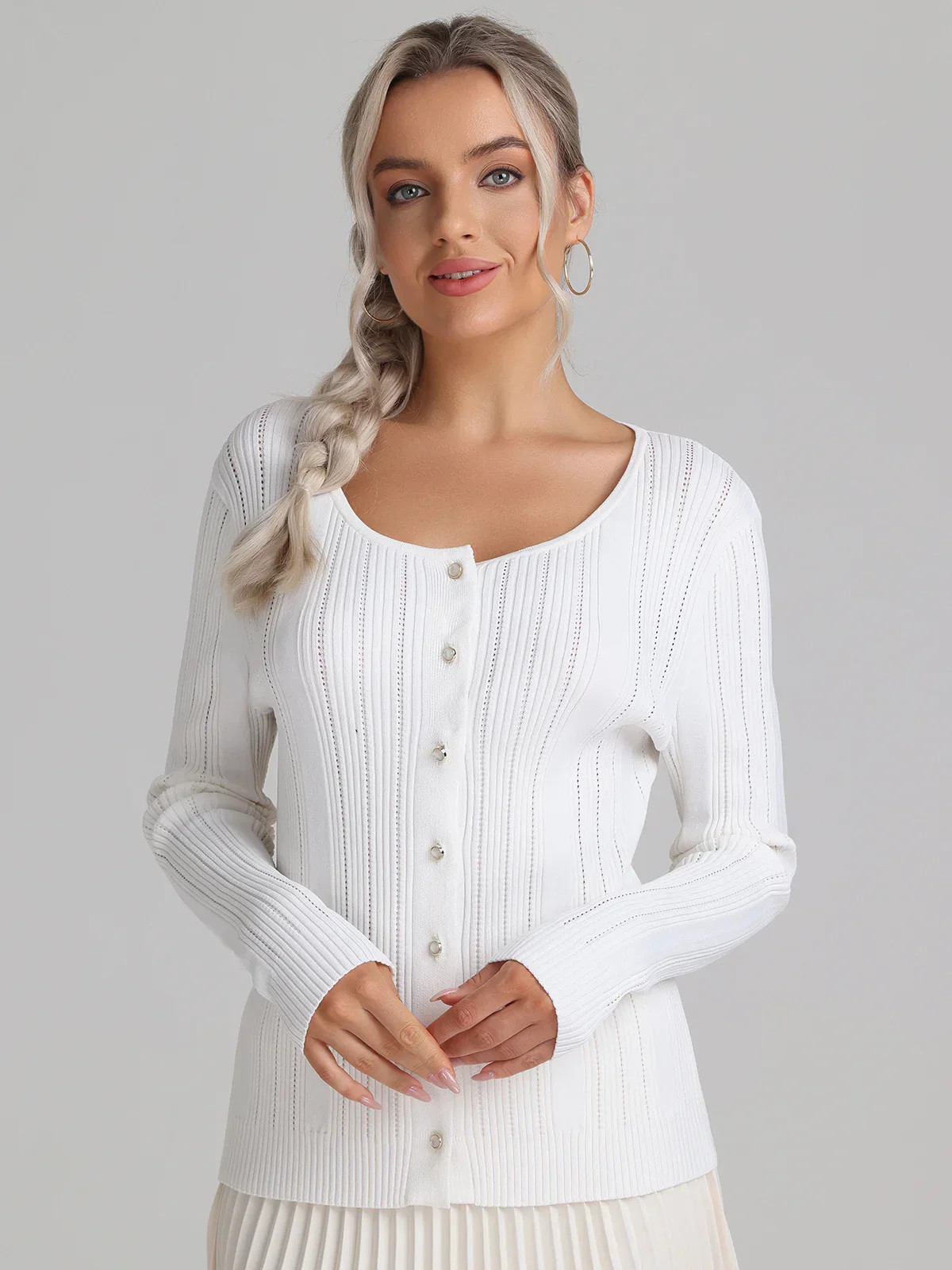 89th & Madison Pointelle Button Up Cardigan | 89th + Madison