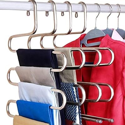 DOIOWN S-Type Stainless Steel Clothes Pants Hangers Closet Storage Organizer for Pants Jeans Scar... | Amazon (US)