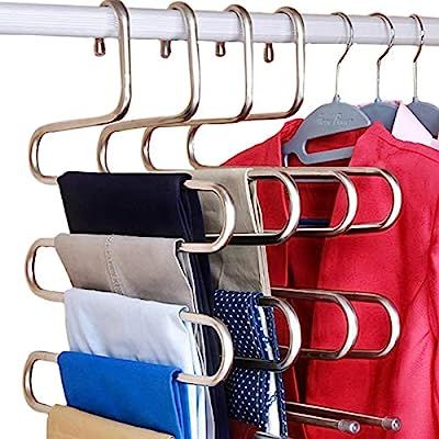 DOIOWN S-Type Stainless Steel Clothes Pants Hangers Closet Storage Organizer for Pants Jeans Scar... | Amazon (US)