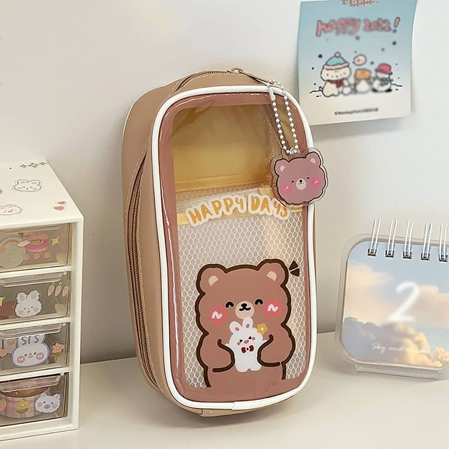 AONUOWE Kawaii Pencil Case Aesthetic Cute Pencil Case for Girls Clear Large Pencil Pouch Kawaii S... | Amazon (US)