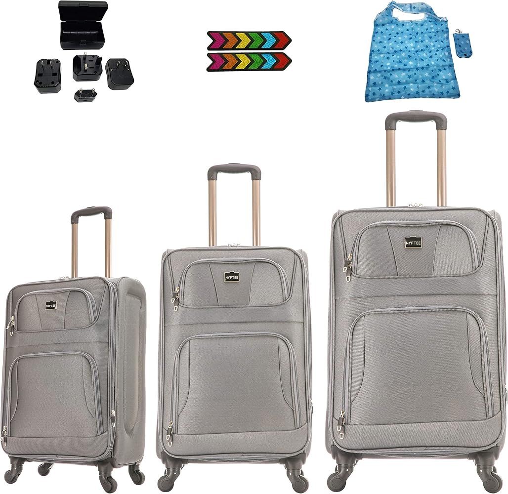 Softside 2pc Luggage set, 20"+24"Spinner-wheel Expandable Suitcases, Grey color with TSA Lock, Ex... | Amazon (US)