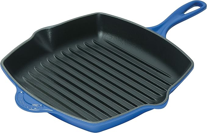 Le Creuset Enameled Cast-Iron 10-1/4-Inch Square Skillet Grill, Marseille | Amazon (US)