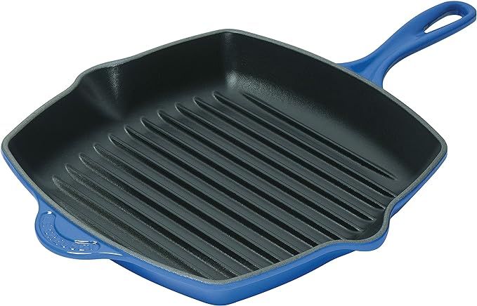 Le Creuset Enameled Cast-Iron 10-1/4-Inch Square Skillet Grill, Marseille | Amazon (US)