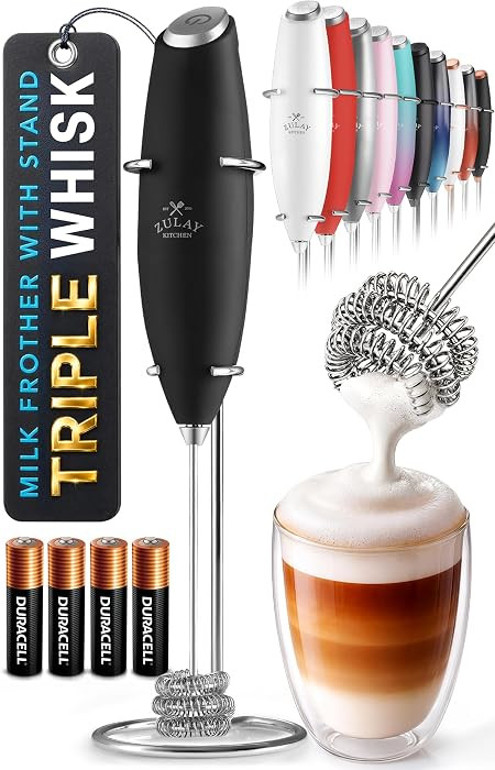 Zulay Kitchen Powerful Milk Frother Wand With Duracell Batteries - Ultra Fast Handheld Drink Mixe... | Amazon (US)