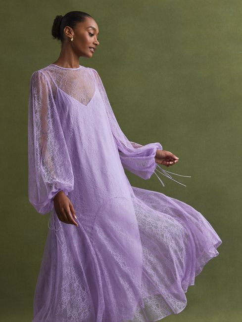 Florere Lace Midi Dress | Reiss US