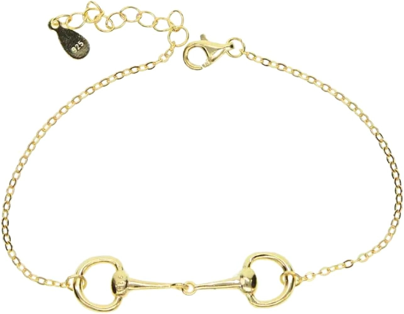 18K Gold Horse Bit Bracelet. 925 SS. 7" + 2". Devon | Amazon (US)