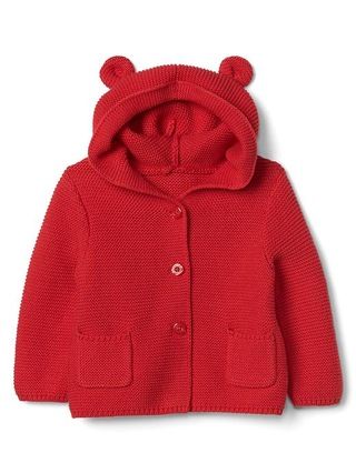 Gap Women Baby Girls Baby Boys Bear Garter Hoodie Sweater Modern Red Size 0-3 M | Gap US