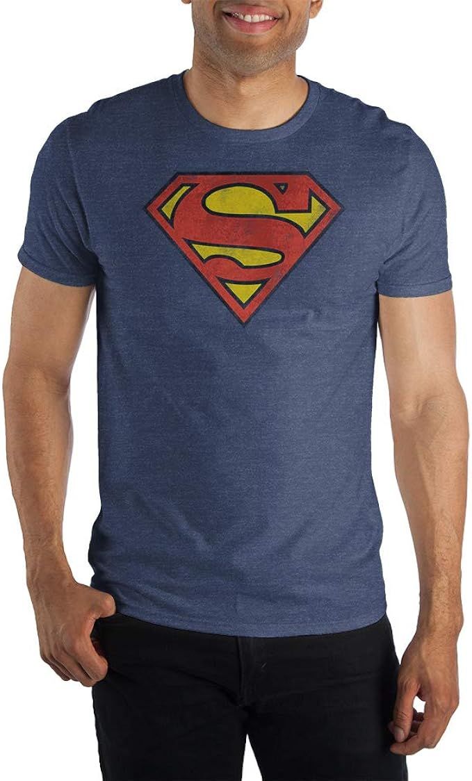 Bioworld Superman Mens Logo T-Shirt Navy Heather T-Shirt | Amazon (US)