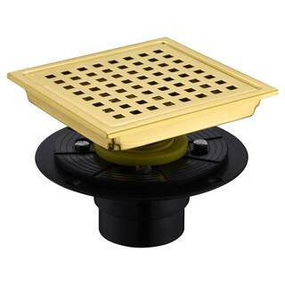 6 in. x 6 in. Stainless Steel Square Shower Drain in Brushed Gold | The Home Depot