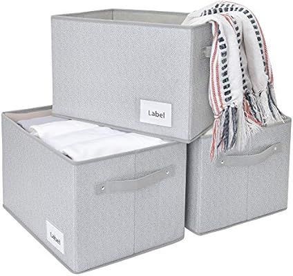 JS HOME Extra Large Closet Storage Baskets, Storage Bins for Shelves, Closet Storage Bins, Storag... | Amazon (US)