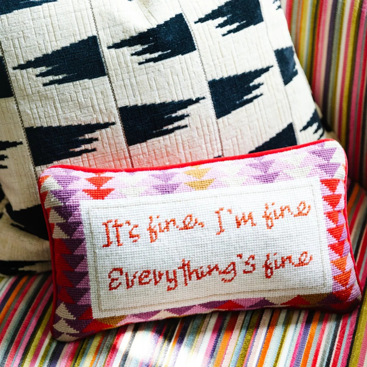 Furbish Studio - Everything's Fine Needlepoint Pillow | Furbish Studio