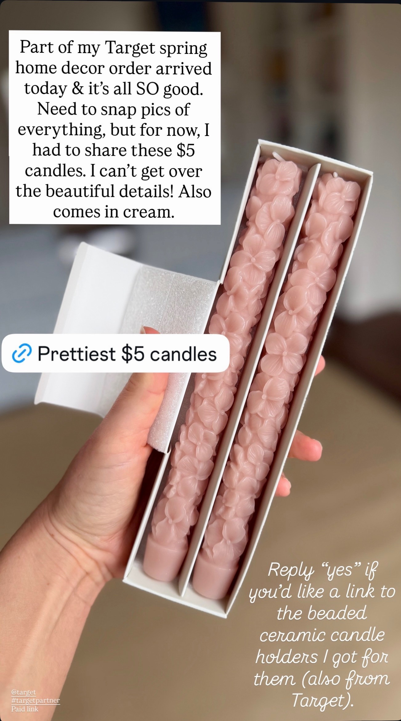 New Target spring home decor! These $5 candles with the floral details are so cute!! Also comes in cream. 

home decor, spring decor, candles, budget friendly decor, target, target decor, spring finds 

 #LTKSeasonal #LTKHome