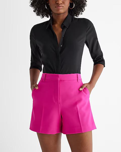 Editor High Waisted Tailored Midi Shorts | Express