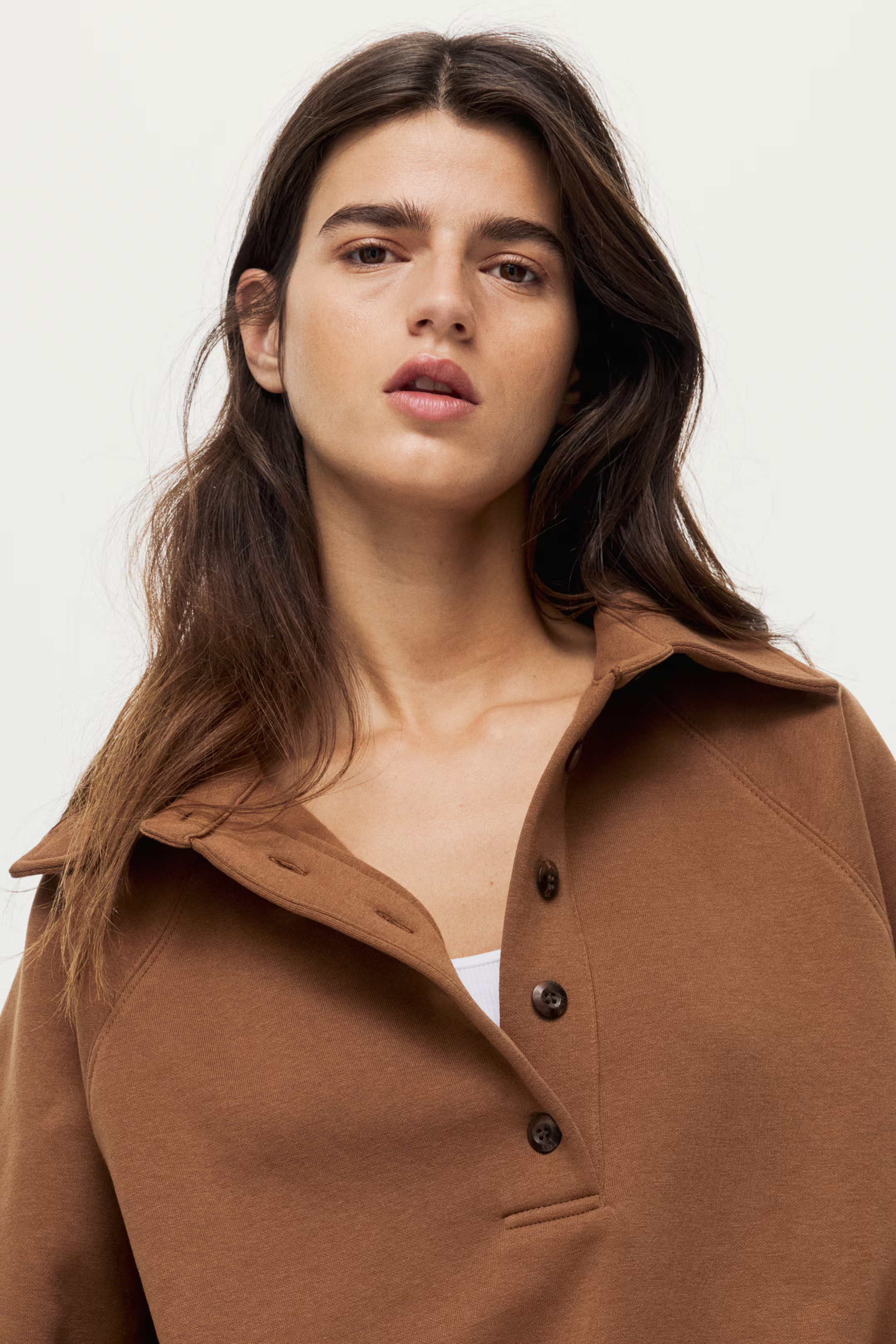 Polo sweatshirt - Brown - Ladies | H&M GB | H&M (UK, MY, IN, SG, PH, TW, HK)