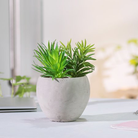 Mini Rustic 6.5 Inch Gray Round Cement Planter Pots for Succulent and Cactus… | Walmart (US)