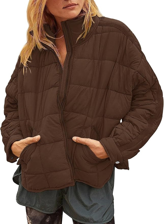 Muchpow Women's Lightweight Down Coat Long Sleeve Full Zipper Oversized Packable Short Puffer Jac... | Amazon (US)