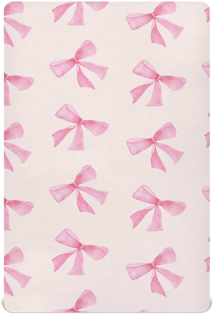 Burbuja Pink Bow Crib Sheet for Boys Girls, Fitted Crib Sheet 28 x 52 in for Standard Crib & Todd... | Amazon (US)