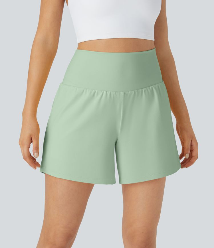 Women\u2019s SoftlyZero\u2122 Airy Super High Waisted 2-in-1  Cool Touch Yoga Shorts 5'' with Poc... | HALARA